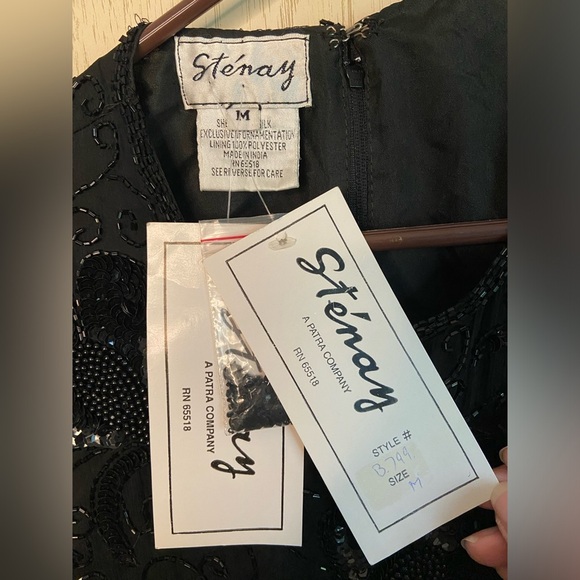 Vintage Stenay beaded silk top Black Sz Medium New with Tags - Picture 5 of 12